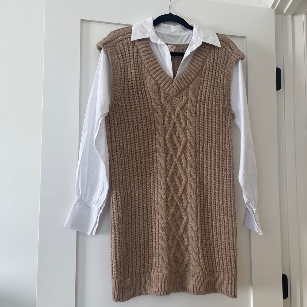 Beautiful oatmeal Sweater Dress with shirt
